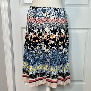 Talbots Blue Pink Floral Pleated A-Line Skirt 6 NEW Multicolor Fall Party Shower